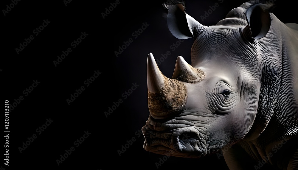 Naklejka premium Rhino on black background