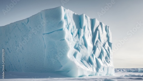 A large block of ice with a jagged surface. photo