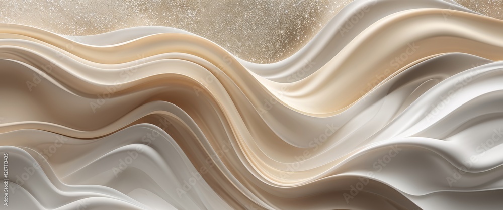 Fototapeta premium Elegant Creamy Fluid Gradient Waves Abstract Art for Luxury Background with Textured Sparkles Soft Color Palette and Marble Effect.