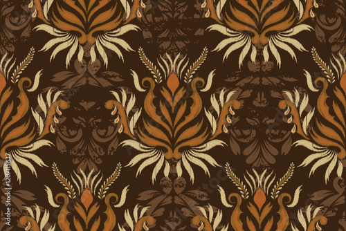 damask seamless pattern, motif, fabric, wallpaper, background, etc.