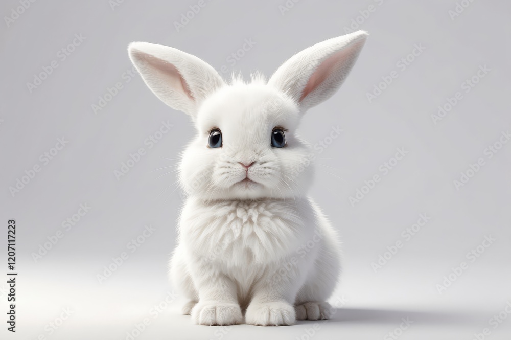 Adorable white bunny rabbit sitting on a gray background. Adorable white bunny rabbit sitting on a gray background.