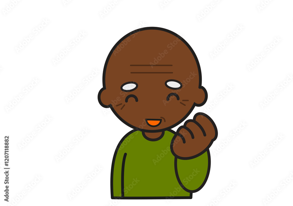 Fototapeta premium ガッツポーズの黒人のおじいさん