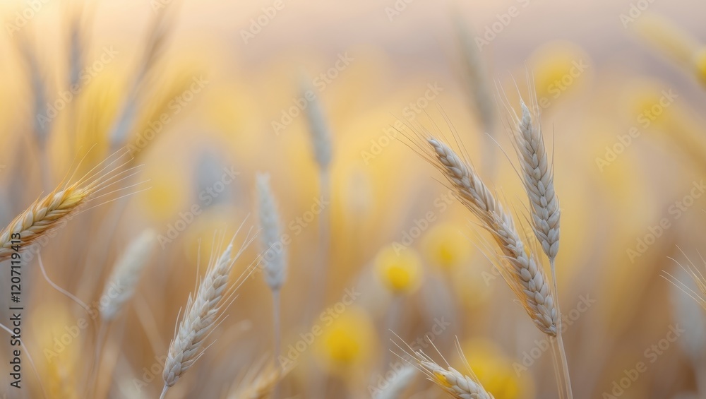 Golden and yellow natural textures forming a soft gradient of wheat and flowers Golden and yellow natural textures forming a soft gradient of wheat and flowers