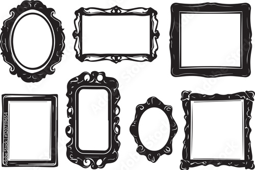 A set of frame silhouettes for flat design. Hand drawn vector illustration