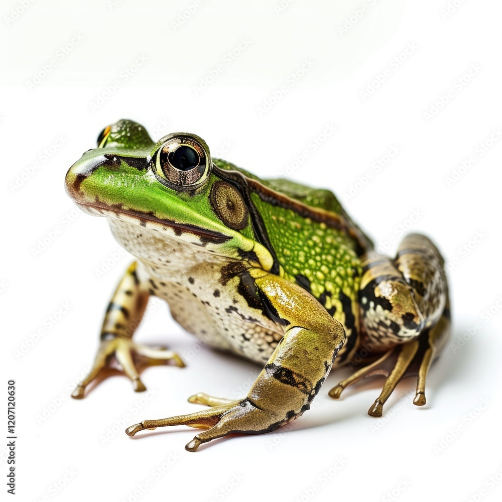 Fototapeta premium Green frog on a plain background.