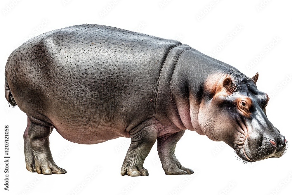 A realistic illustration of a hippo standing on four legs. A realistic illustration of a hippo standing on four legs.
