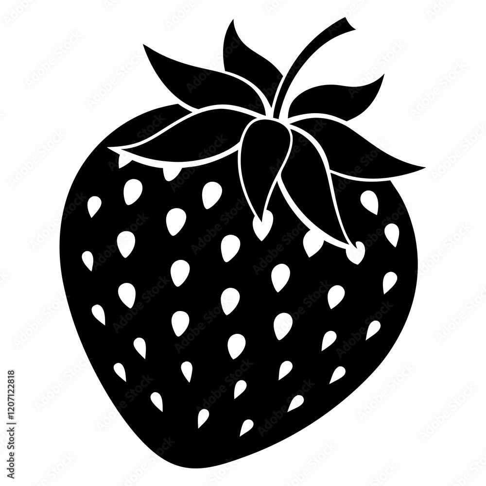 Minimalist Strawberry Silhouette in Vector Minimalist Strawberry Silhouette in Vector