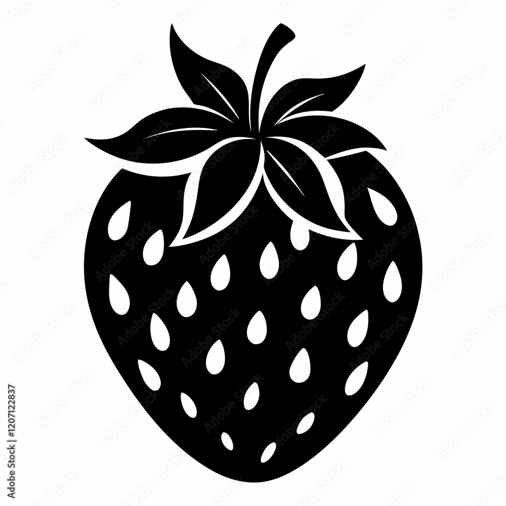 Minimalist Strawberry Silhouette in Vector Minimalist Strawberry Silhouette in Vector