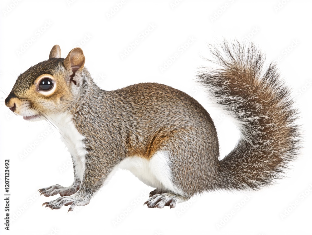 Adorable Grey Squirrel Posing Against White Background Wildlife Photography Adorable Grey Squirrel Posing Against White Background Wildlife Photography