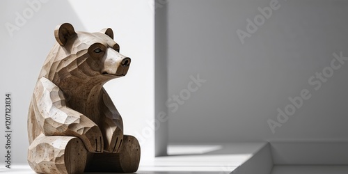 wooden bear sculpture art gallery decorative object indoor space close up view nature concept photo