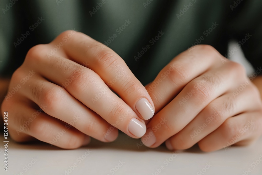 A cropped image of feminine hands with a French manicure, styled in a cozy indoor setting. The soft lighting and blurred background emphasize elegance and tranquility. A cropped image of feminine hands with a French manicure, styled in a cozy indoor setting. The soft lighting and blurred background emphasize elegance and tranquility.