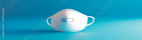 PM 2.5 White face mask on a blue background. photo