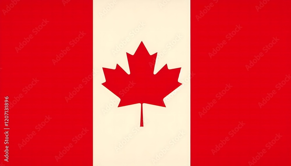 Flat Canadian Flag Design with Maple Leaf and Stripes Flat Canadian Flag Design with Maple Leaf and Stripes