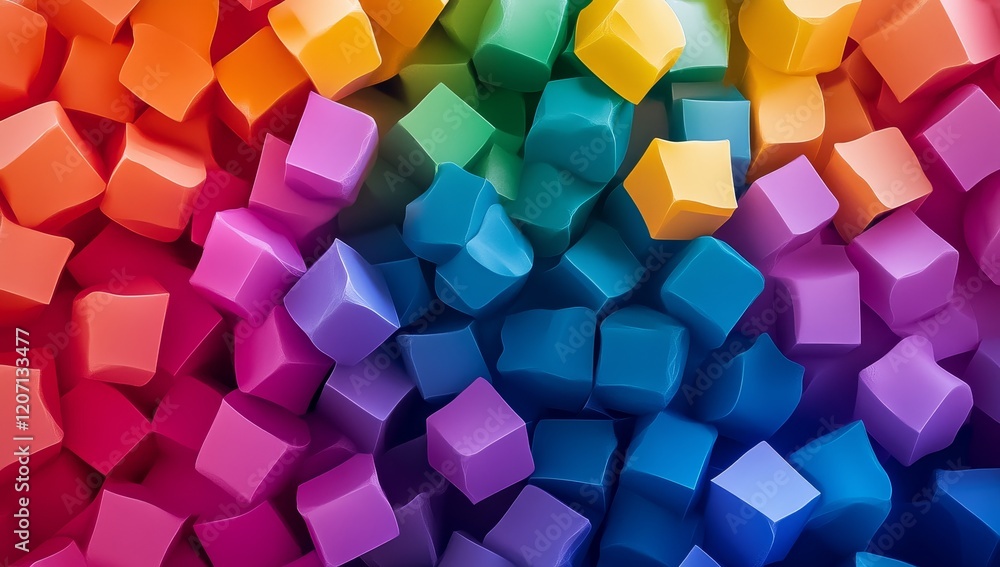 Colorful cubes background, rainbow spectrum, vibrant, 3D render. Colorful cubes background, rainbow spectrum, vibrant, 3D render.