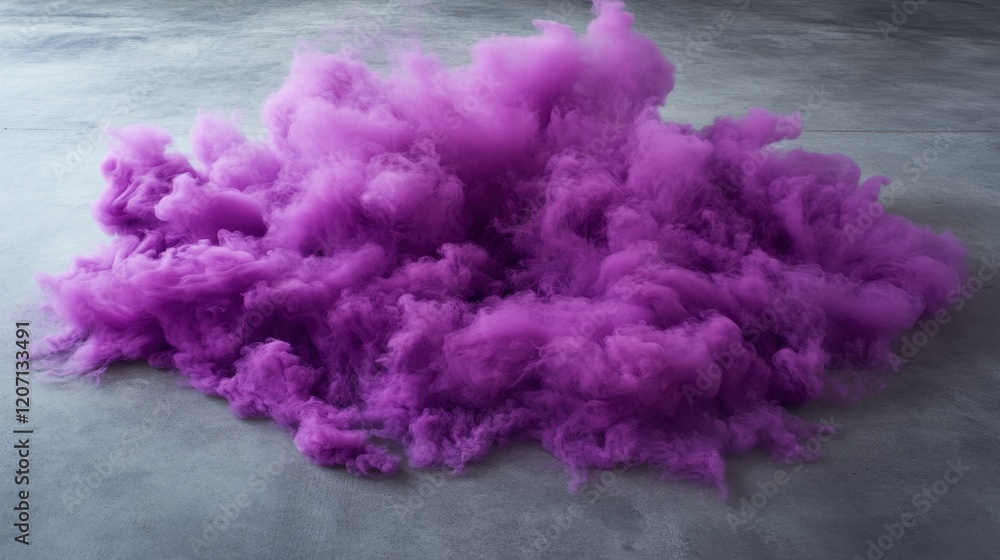 Fototapeta premium Dense purple smoke cloud on concrete surface