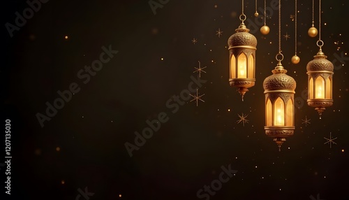 Glowing Ramadan Lanterns Festive Background Image. You can add greeting sentences to it.