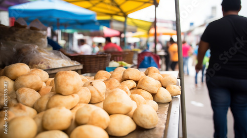 Ecuadorian Golden Bolones in Authentic Market Scene