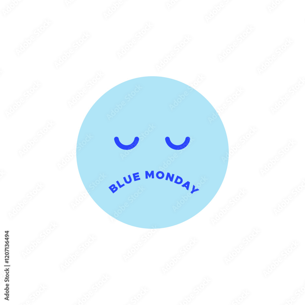 Blue Monday. The most depressing day of the year. Sad character. Vector illustration, flat design Blue Monday. The most depressing day of the year. Sad character. Vector illustration, flat design