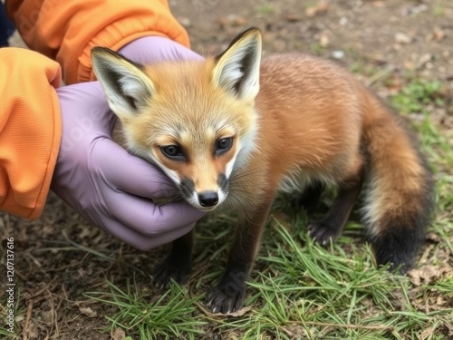 Fox kit receives wildlife rehabilitation for mange, then released photo