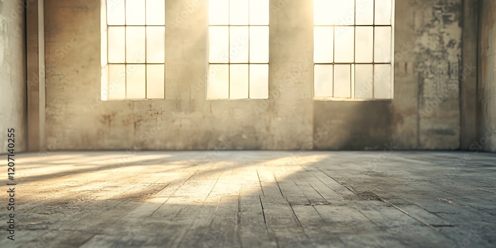 Empty Room with Concrete Walls and Wooden Floors Empty Room with Concrete Walls and Wooden Floors