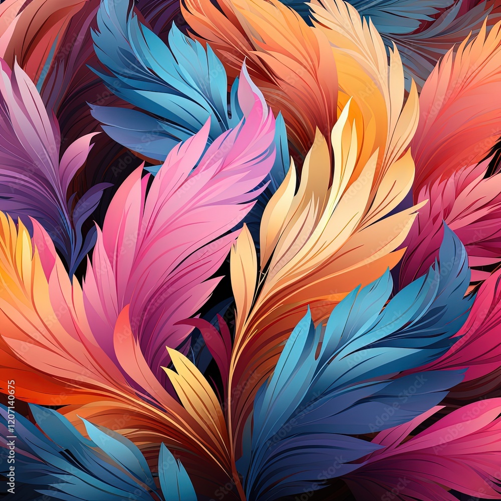 Decorative Bohemian Feather Pattern Background with Stunning 8K Resolution Decorative Bohemian Feather Pattern Background with Stunning 8K Resolution