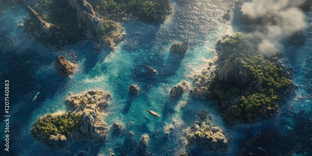 Aerial view of tropical islands and ocean. Aerial view of tropical islands and ocean.