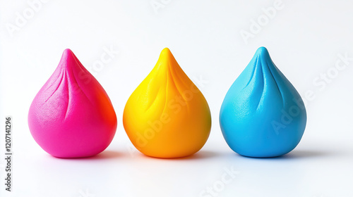 Isolated Milk Drops of Play Doh Clay on White Background, Generative AI photo