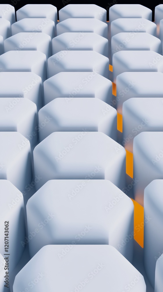 Fototapeta premium Abstract Hexagon Pattern glowing orange light streaks. AI Generated