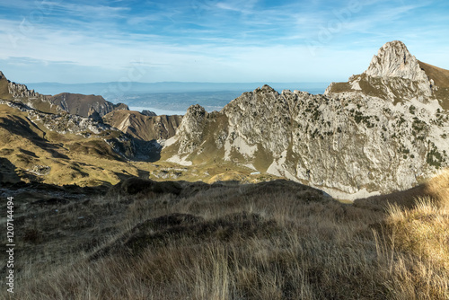 Paysage du Chablais à l' automne depuis les Cornettes de Bise ; Haute-Savoie France photo