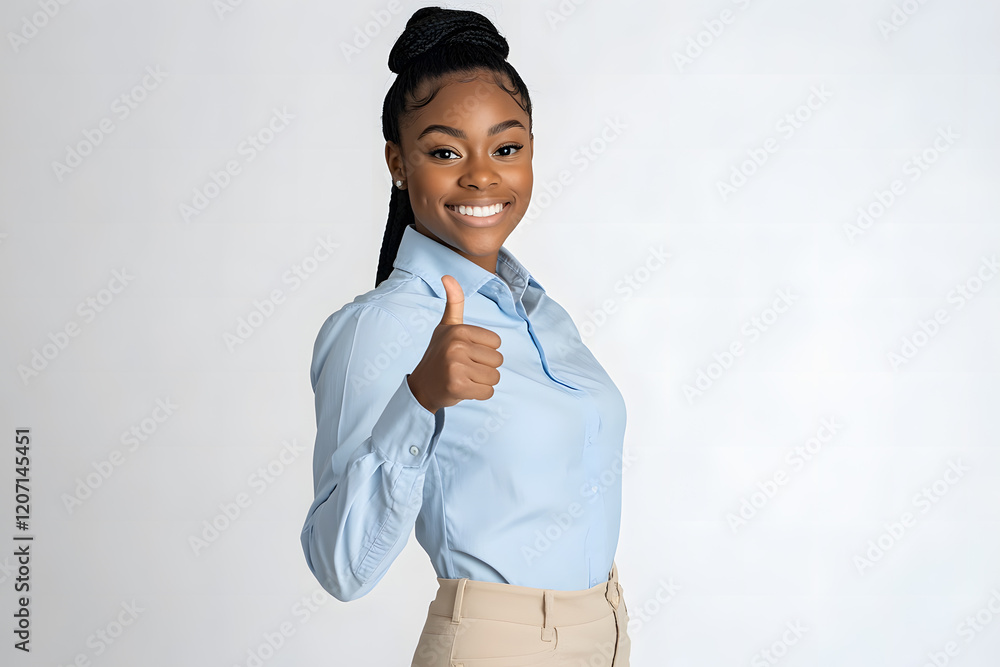 a confident african businesswoman smiling and showing a thumbs-up gesture a confident african businesswoman smiling and showing a thumbs-up gesture