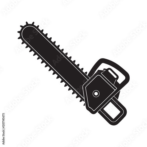 Chainsaw silhouette, black and white silhouette, vector and illustration