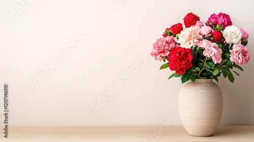 Wallpaper Mural Floral arrangement in vase on wooden surface against plain wall for elegant background Torontodigital.ca