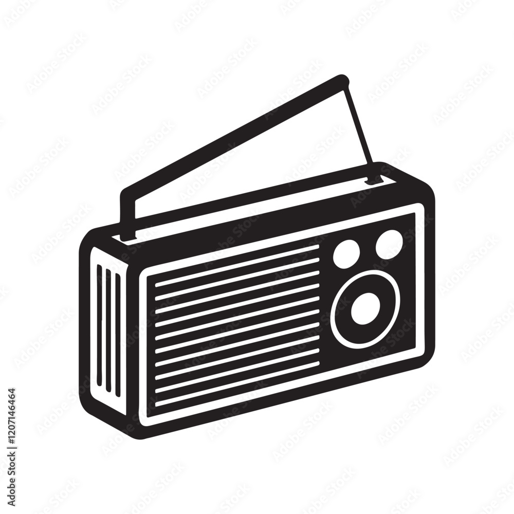 Fototapeta premium radio silhouette, black and white silhouette, vector and illustration 