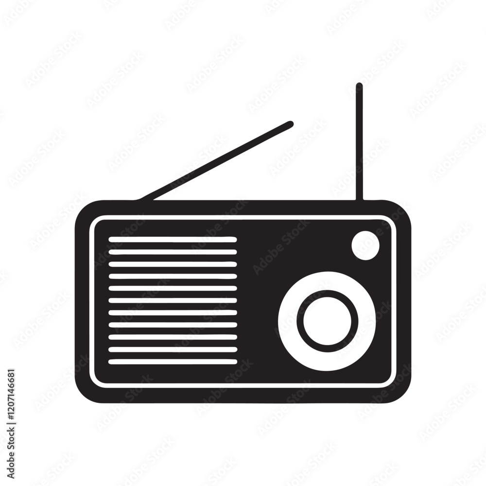 radio silhouette, black and white silhouette, vector and illustration radio silhouette, black and white silhouette, vector and illustration