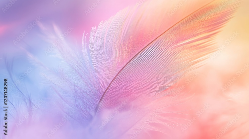 Iridescent feather in detailed macro view Iridescent feather in detailed macro view