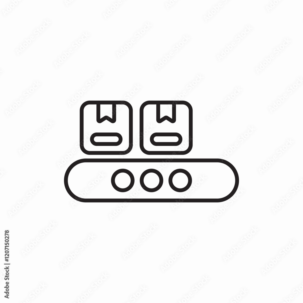 Fototapeta premium Conveyor belt package delivery icon vector sign