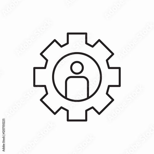 User settings gear profile icon vector sign