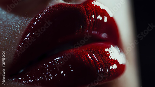 Glossy Red Lips Close-Up photo