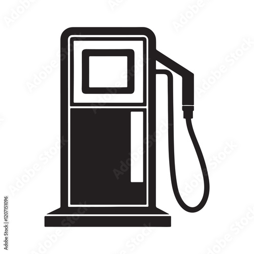 gas pump silhouette, black and white silhouette, vector and illustration