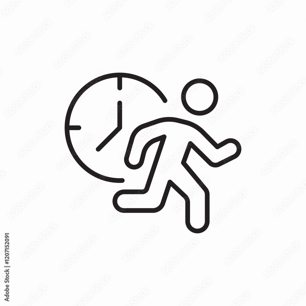 Time management running person icon vector sign Time management running person icon vector sign