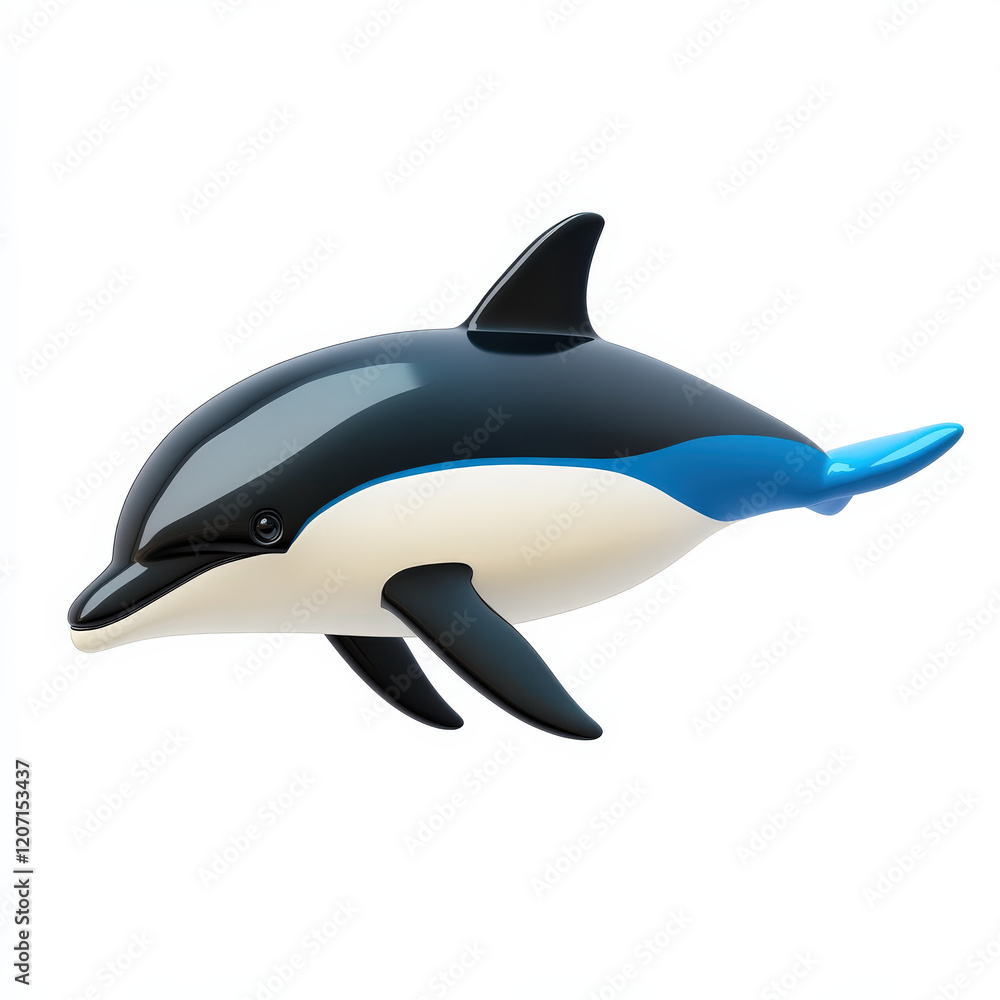 Sleek, glossy dolphin; black, white, and blue Sleek, glossy dolphin; black, white, and blue
