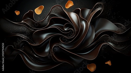 Dark chocolate swirl, abstract background, luxury food, website banner