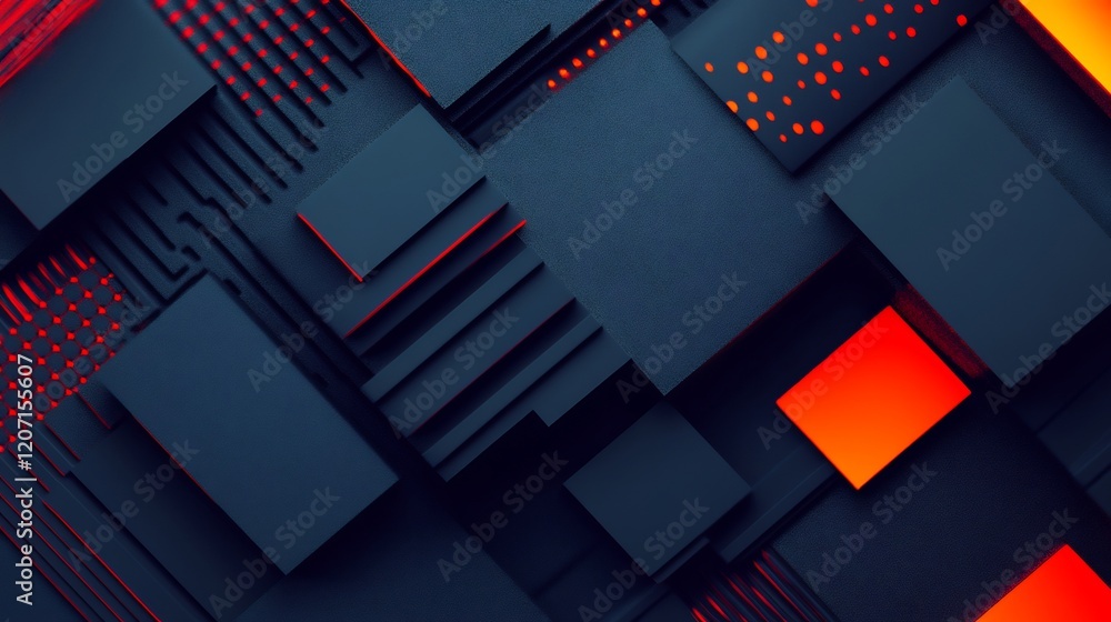 Abstract Dark Geometric Pattern Deep Red Glowing Accents. AI Generated Abstract Dark Geometric Pattern Deep Red Glowing Accents. AI Generated