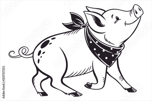 Vector illustration of pig isolated on white background.