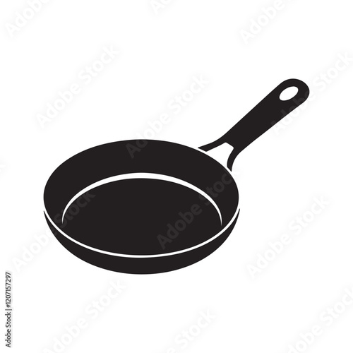 frying pan silhouette, black and white silhouette, vector and illustration