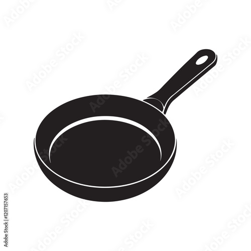 frying pan silhouette, black and white silhouette, vector and illustration