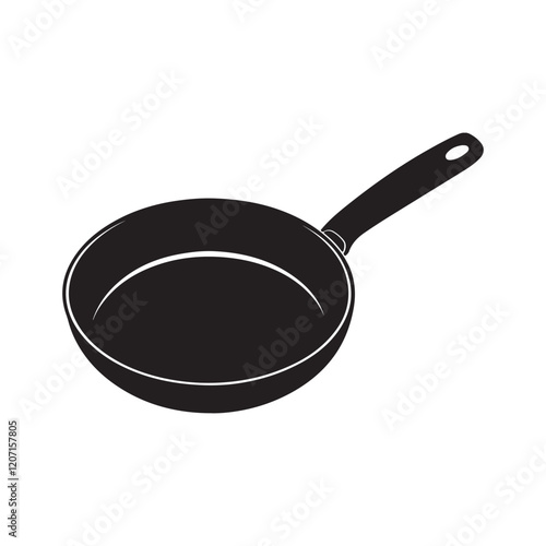 frying pan silhouette, black and white silhouette, vector and illustration