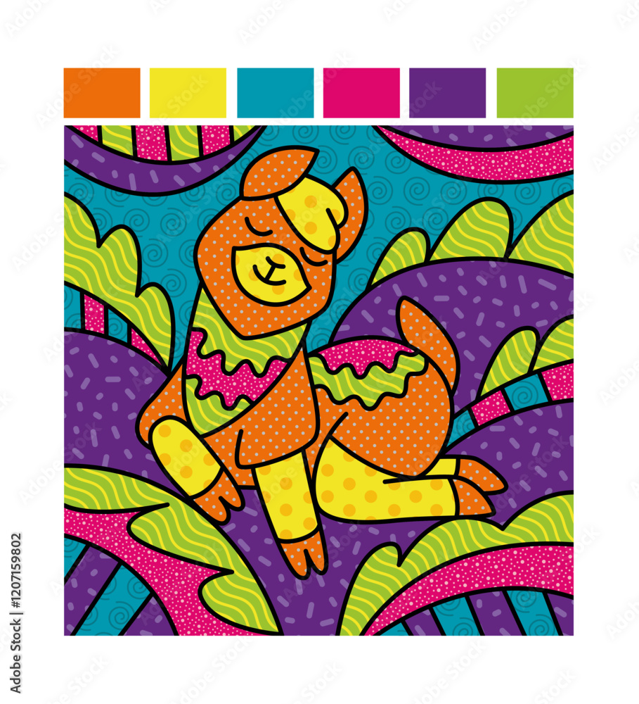 Obraz premium Illustration of a llama alpaca in a bright cartoon style.