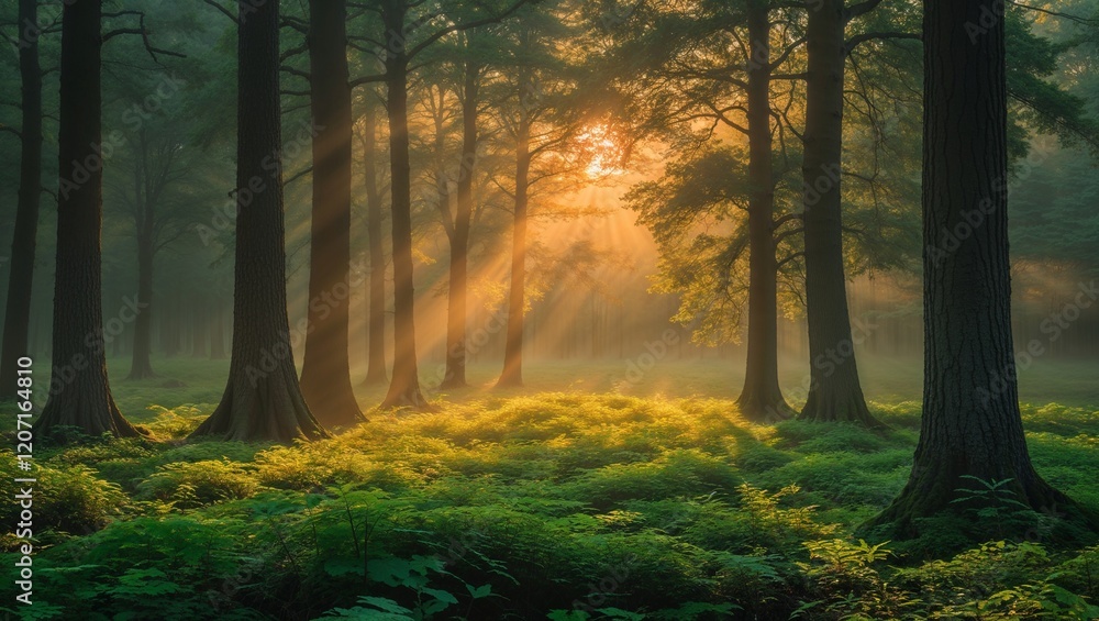 Naklejka premium sunrise in the forest