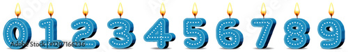  Planche Bougies ANNIVERSAIRE bleus